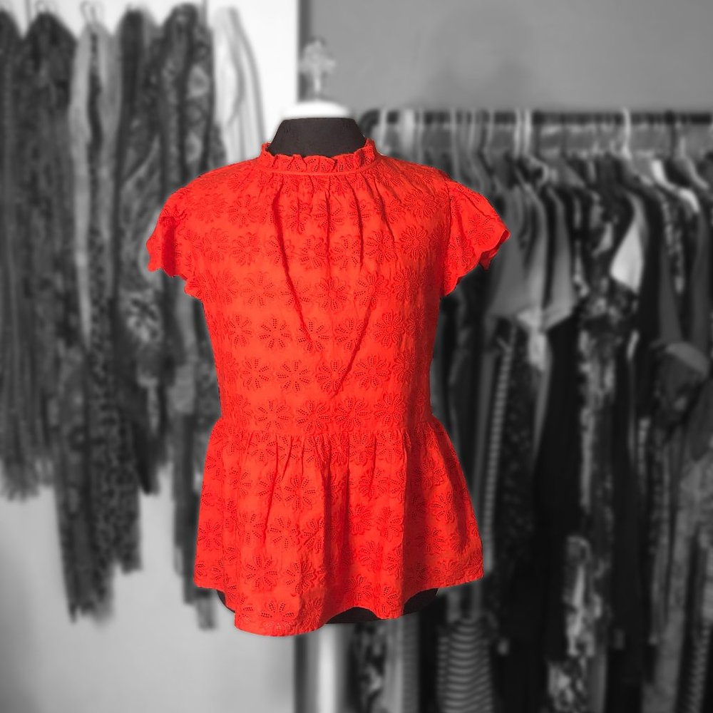 Crown & Ivy Red Floral Baby Doll Blouse